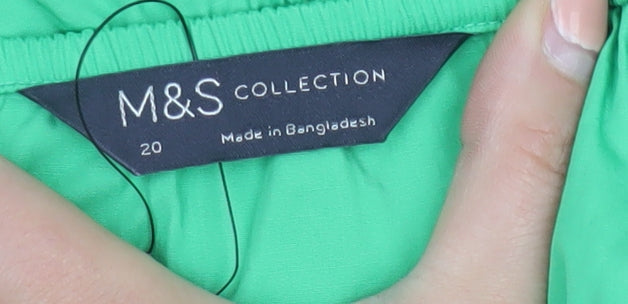 Marks and Spencer Womens Green Cotton Tunic Blouse Size 20