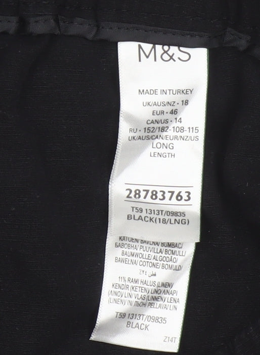 Marks and Spencer Womens Black Regular Fit Lyocell Blend Trousers Size 18