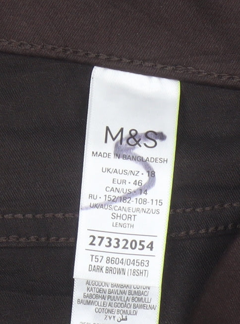 Marks and Spencer Women Brown Jegging Trousers Size 18 Stretch Twill