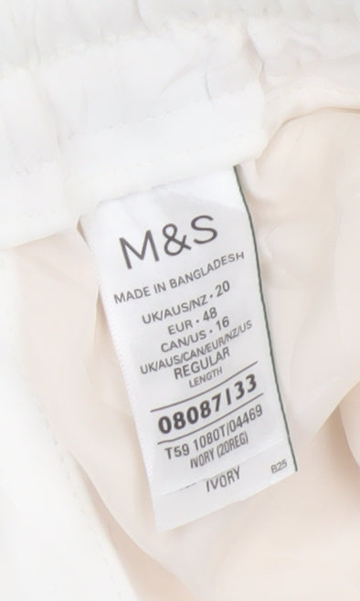 Marks and Spencer Women Ivory Wide-Leg Trousers Size 20