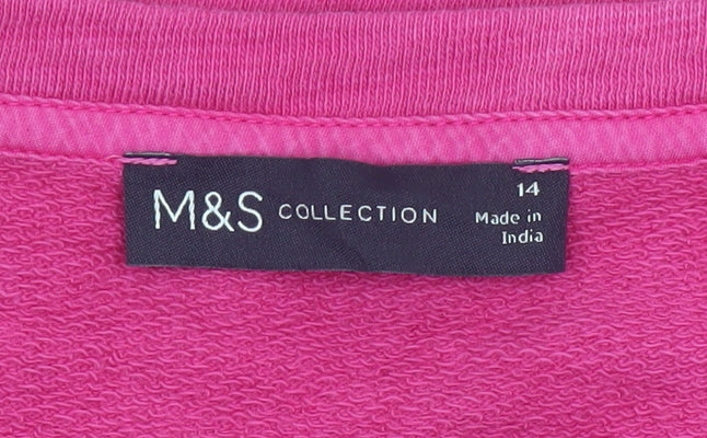 Marks and Spencer Womens Pink Puff Sleeve Cotton T-Shirt Size 14