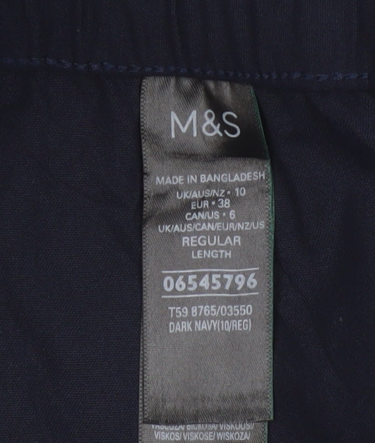 Marks and Spencer Women's Blue Size 10 Wide-Leg Stretch Trousers