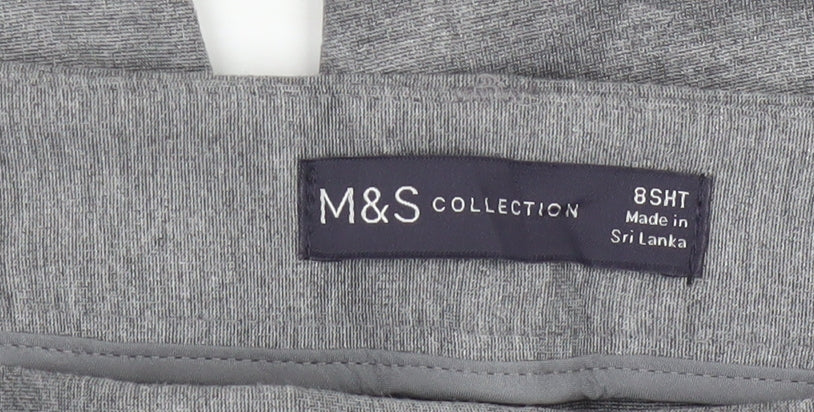 Marks and Spencer Womens Grey Size 8 Short Slim Fit Jersey Trousers