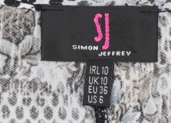 Simon Jeffrey Women's Grey Zip Front Long Sleeve Blouse Size 10