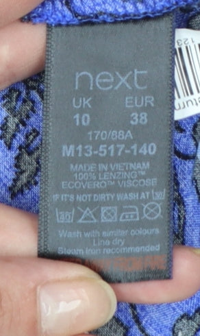 Next Women's Blue Floral A-Line Short Dress Size 10
