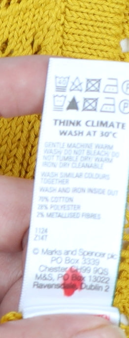 Marks and Spencer Women's Yellow Crochet Tassel V-Neck Sleeveless Top Size S