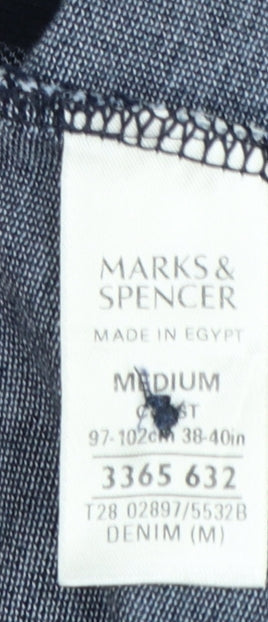 Marks and Spencer Blue Harbour Men's Blue Cotton Polo Shirt Medium