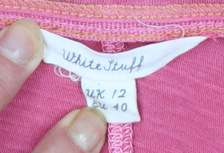 White Stuff Women's Pink Cotton Short Sleeve T-Shirt Size 12