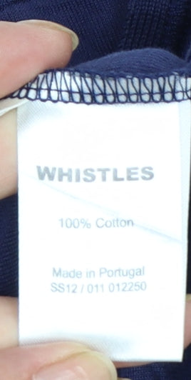 Whistles Women Blue Cotton 3/4 Sleeve Basic T-Shirt Size 14