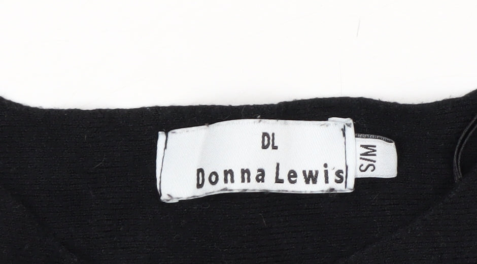 Donna Lewis Women’s Black Beaded Pullover Jumper S Crew Neck Knit