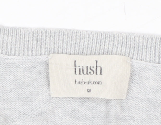 Hush Womens Grey Love Crew Neck Cotton Modal Pullover Jumper XS