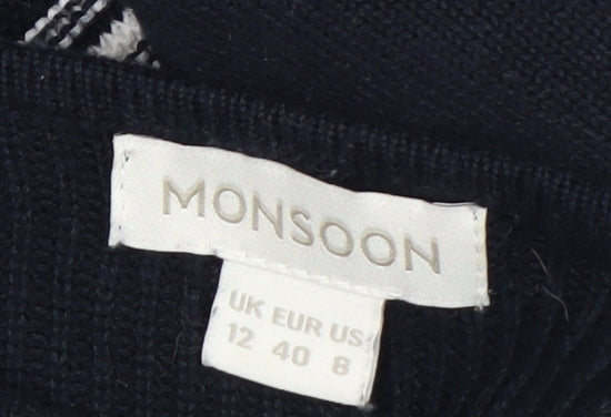 Monsoon Women’s Black Striped Cotton Jumper Dress Size 12