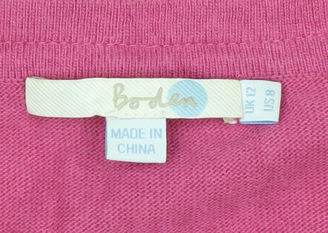 Boden Women’s Pink Sequin Trim Cardigan UK 12 Cotton Blend