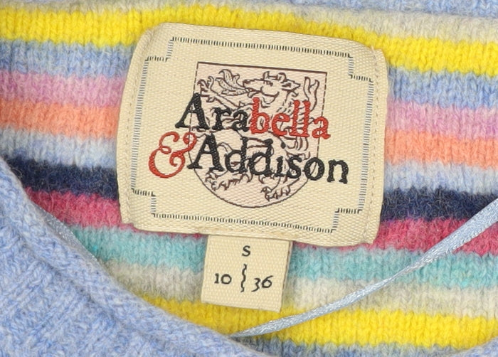 Arabella & Addison Women Blue Heart Elbow Cardigan Size 10 Wool Mix