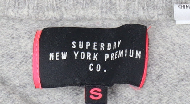 Superdry Women Grey Wool Blend Crew Neck Jumper Small