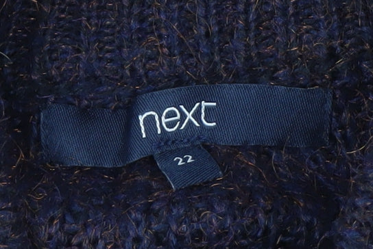 Next Women Navy Acrylic Knit Jumper UK 22 Relaxed Fit Warm Winter Pull Over