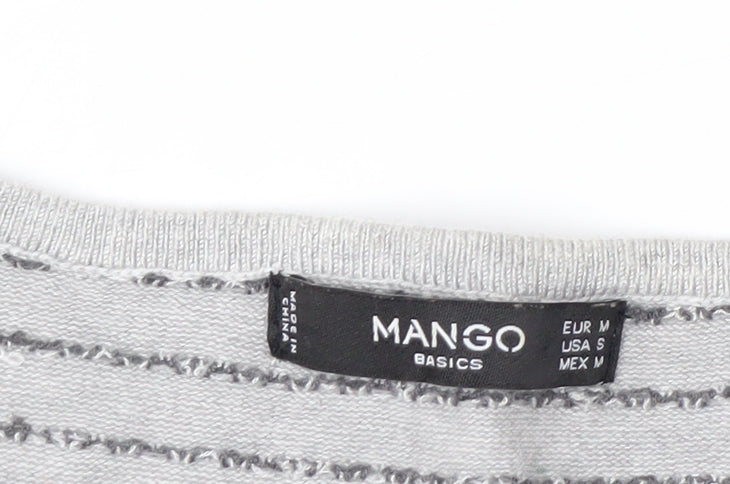 Mango Women Grey Polka Dot Crew Neck Long Sleeve Pullover Jumper Size 12