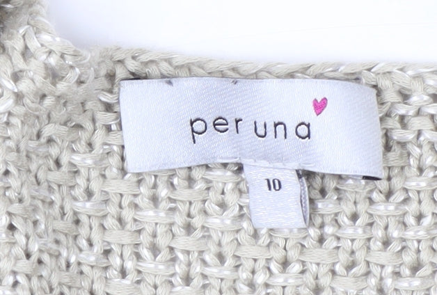 Marks and Spencer Per Una Women Beige Size 10 Chunky Knit Cardigan
