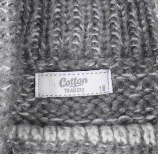 Cotton Traders Women's Grey Roll Neck Chunky Knit Jumper Size 18