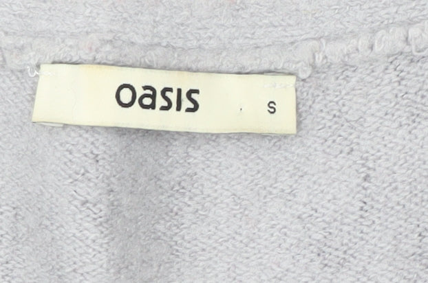 Oasis Women's Grey Animal Print V-Neck Knit Jumper Size S