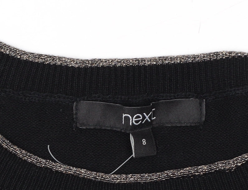 Next Women Black Size 8 Crew Neck Long Sleeve Knit Jumper