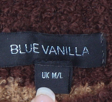 Blue Vanilla Women Brown Multicoloured Striped Knit Jumper M/L