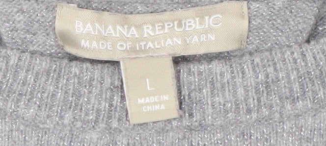 Banana Republic Womens Grey Wool Blend Crew Neck Pullover Jumper L