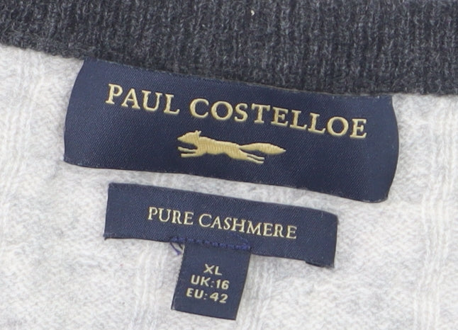 Paul Costelloe Women’s Grey 100% Cashmere Cardigan Size 16