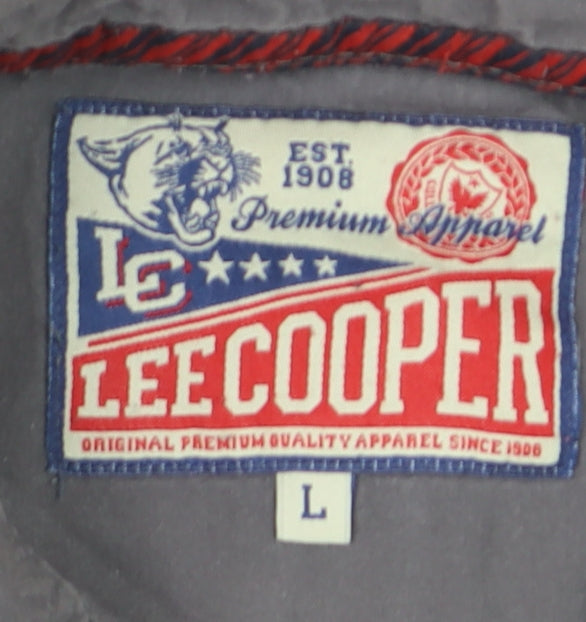 Lee Cooper Men's Grey Striped Cotton V-Neck Jumper Size L