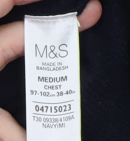 Marks and Spencer Women's Blue Wool Crew Neck Jumper M