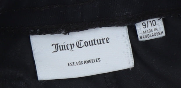 Juicy Couture Girls Black Velour Jogger Trousers Age 9/10 with Sparkle Trim