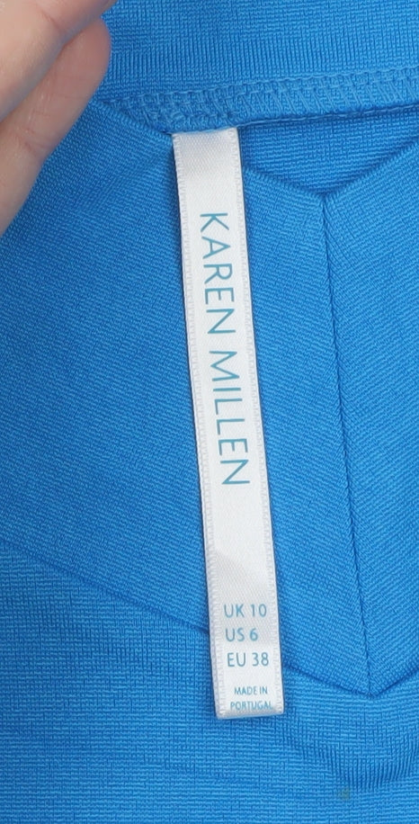 Karen Millen Women's Blue Off Shoulder Long Sleeve Jersey Blouse UK 10