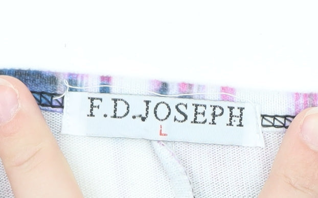 F.D. Joseph Women's Multicoloured Long Sleeve Jersey Henley T-Shirt L