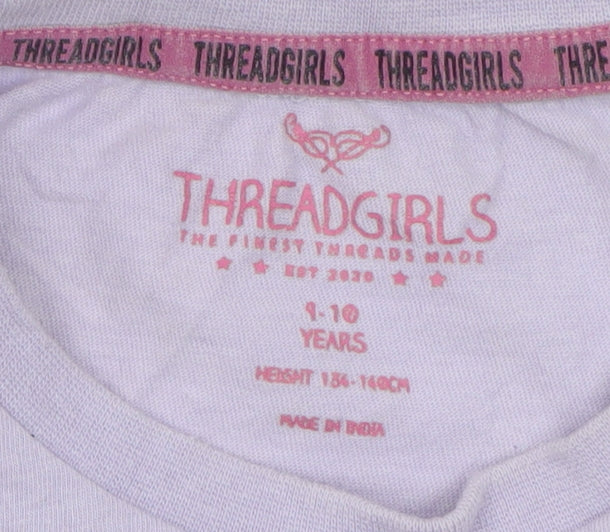 Threadgirls Girls Purple Butterfly Graphic T-Shirt 9-10 Years Casual Cotton