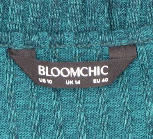 Bloomchic Women Green Size 14 Knit Midi Fit & Flare Dress