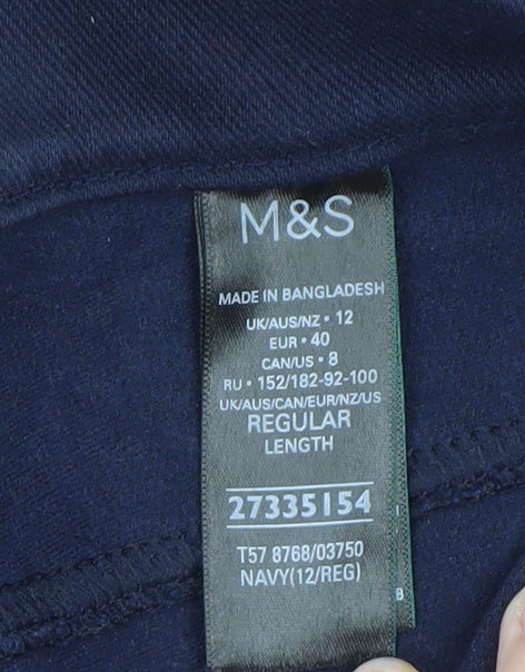 Marks and Spencer Women's Blue Size 12 Jeggings Stretch Cotton Blend