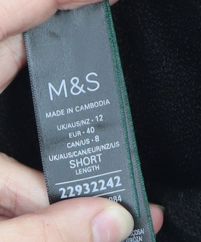 Marks and Spencer Women Black Size 12 Knit Wide-Leg Trousers