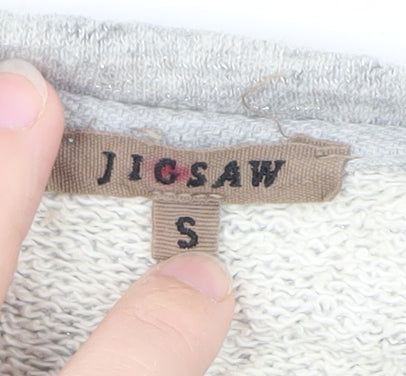 Jigsaw Womens Grey Long Sleeve Cotton Basic T-Shirt Size S