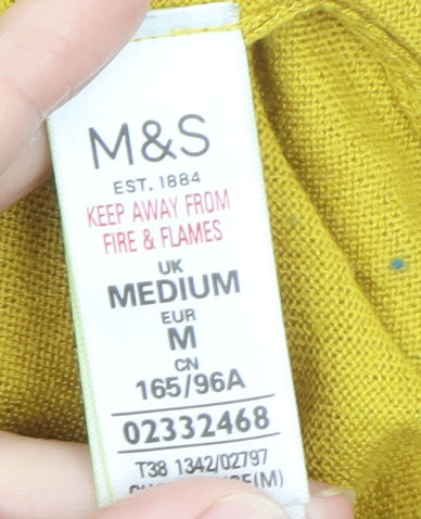 Marks and Spencer Womens Yellow Cotton Modal Crew Neck Jumper M
