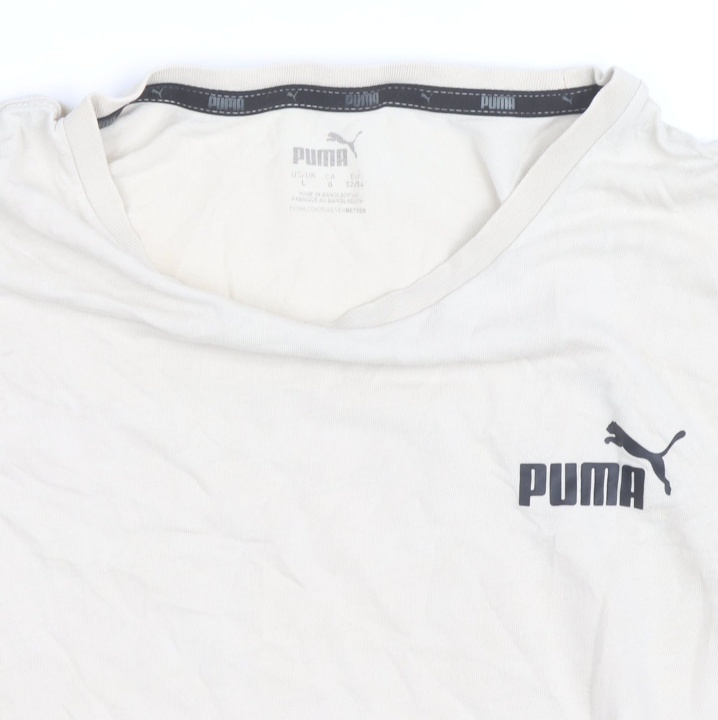 Puma Men's Beige Crew Neck Short Sleeve Cotton T-Shirt Size L