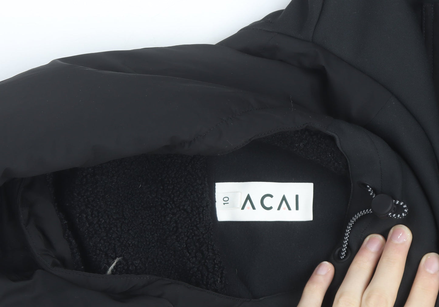 ACAI Unisex Black Pull Over High Neck Fleece Lined Hoodie M