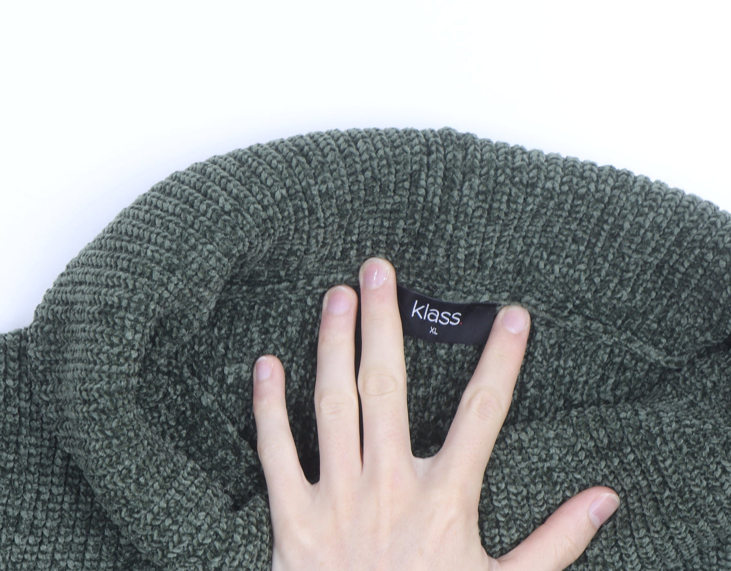 Klass Mens Green XL Roll Neck Chunky Knit Pullover Jumper