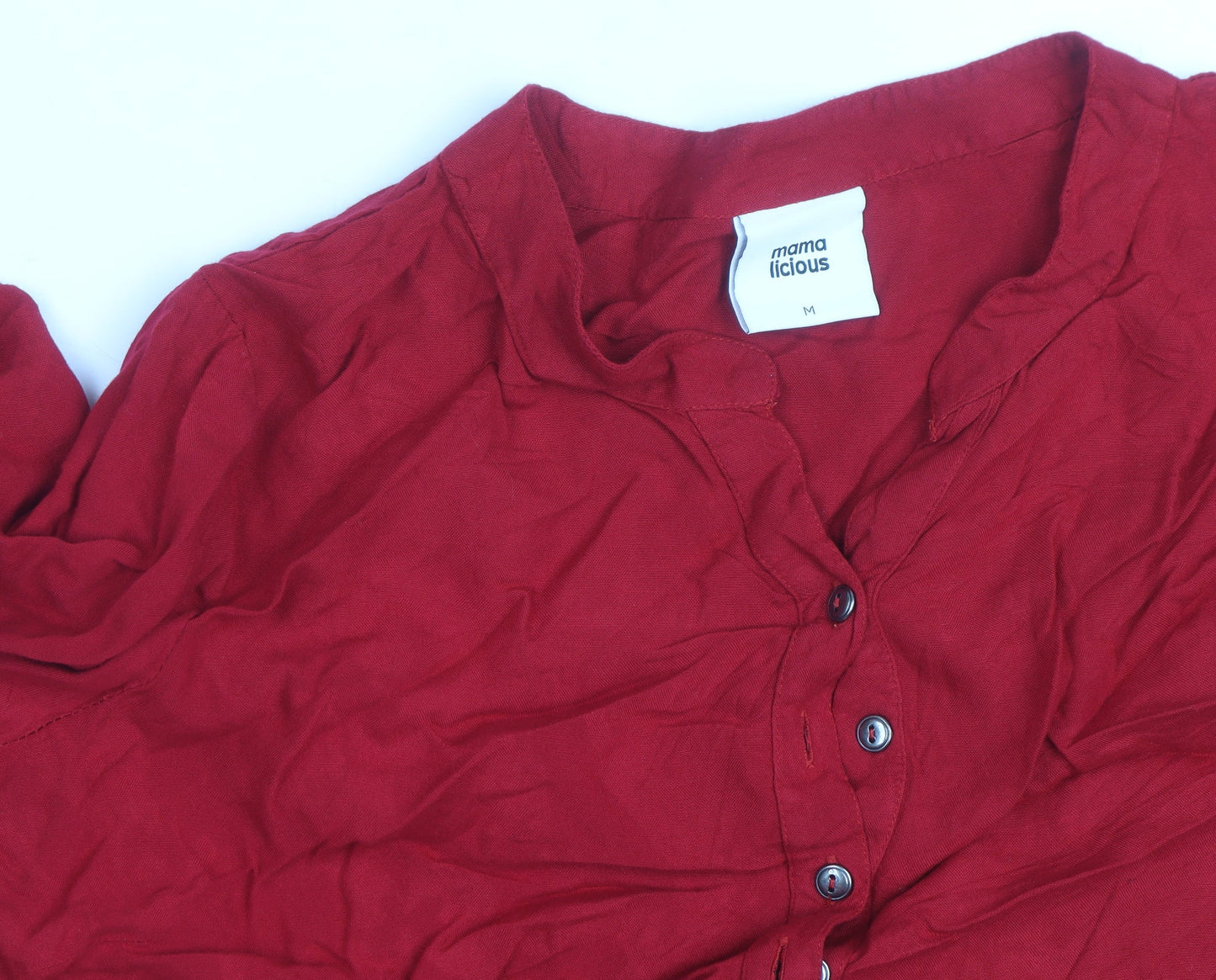 Mamalicious Women Red Maternity Tunic Blouse 3/4 Sleeve V-Neck