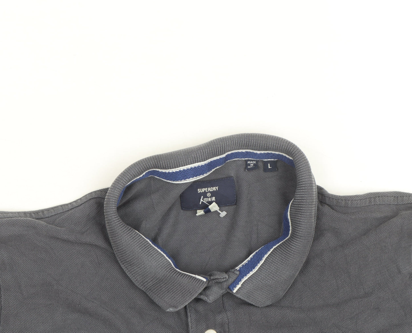 Superdry Men's Grey Cotton Polo Shirt L Classic Fit
