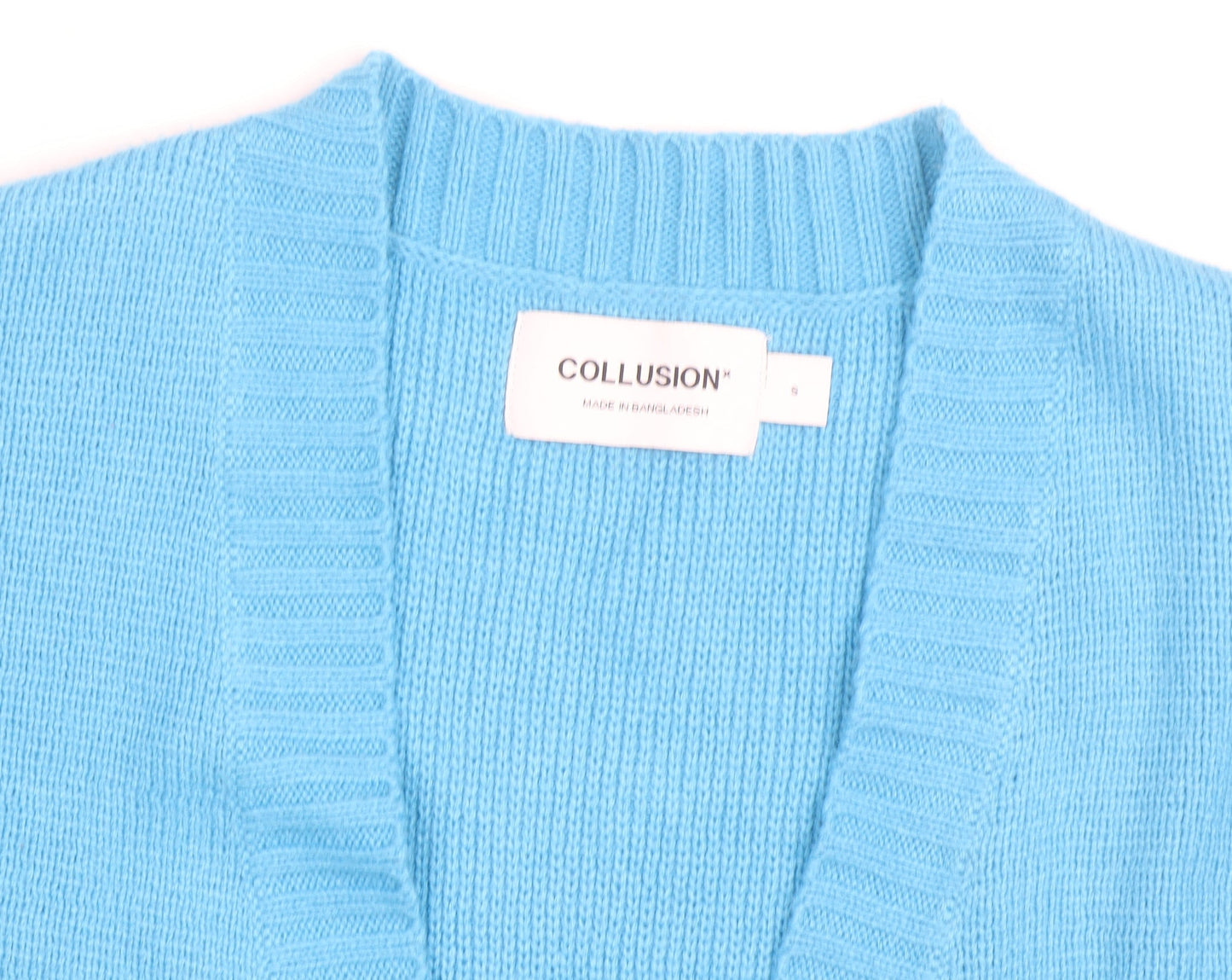 Collusion Men Blue Acrylic V-Neck Cardigan S Regular Fit