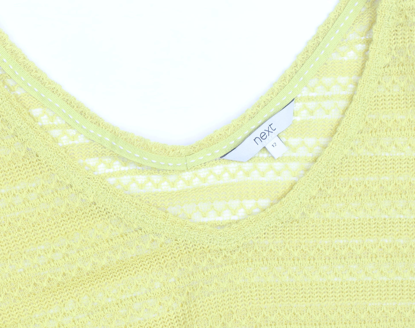 Next Women’s Yellow Knit V-Neck 3/4 Sleeve Pullover Jumper Size 12