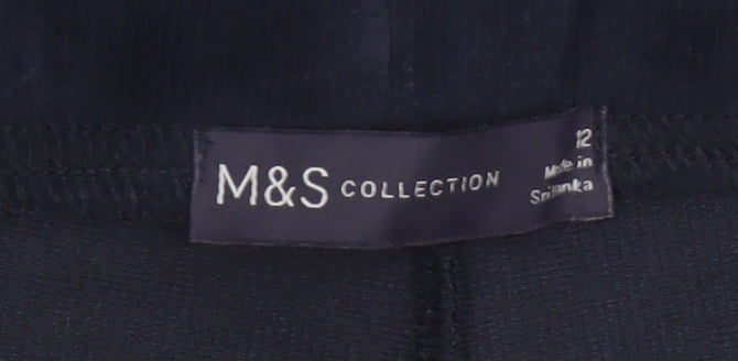Marks and Spencer Women Blue Velvet Leggings Size 12 Slim Fit