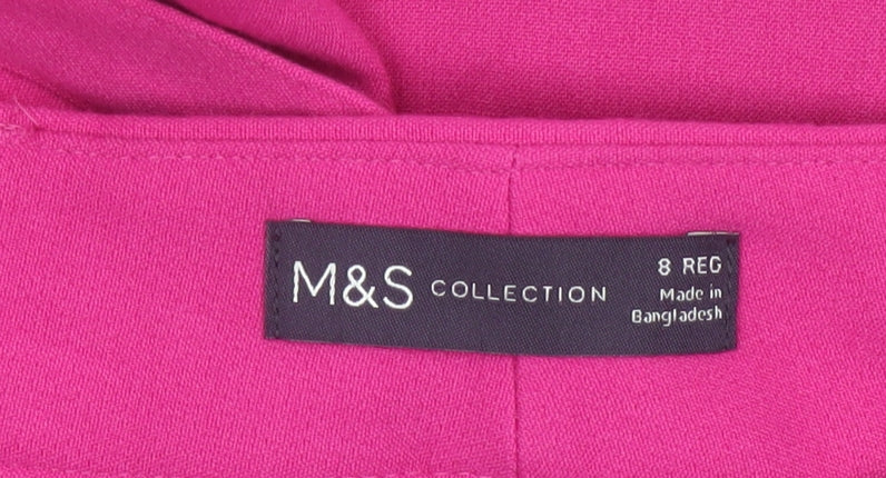 Marks and Spencer Women’s Pink Wide-Leg Belted Trousers Size 8 Regular