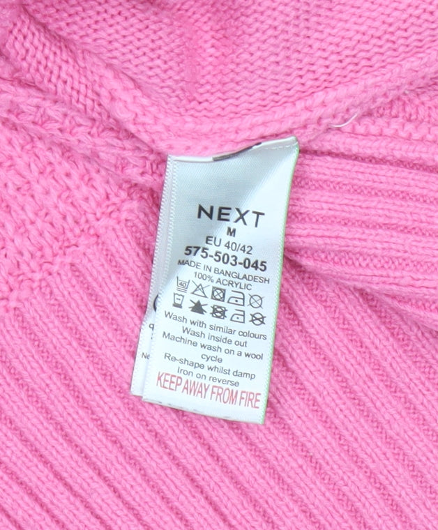 Next Women's Pink V-Neck Acrylic Knit Jumper Size 14