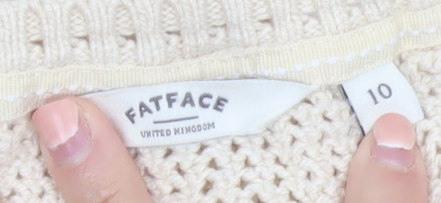 FatFace Women’s Beige Knit Pullover Jumper Size 10 Cotton Blend